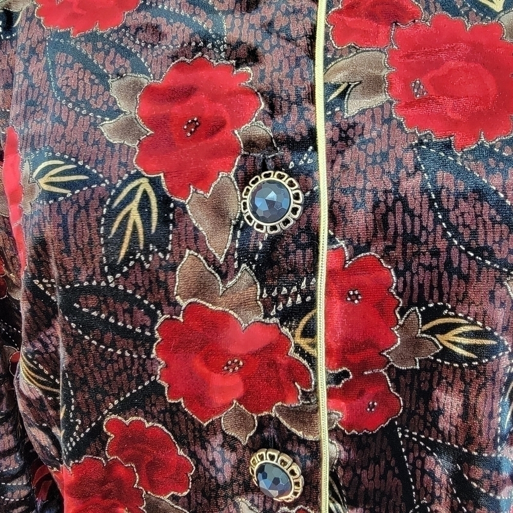 R&K Evening Rose Pattern Jacket Size Large Euc - image 2